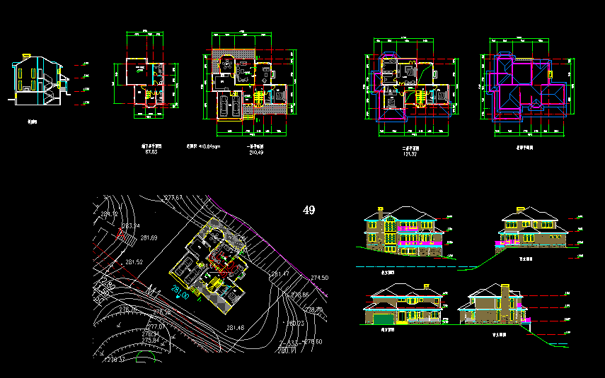 某农村别墅设计建筑CAD施工图带效果图
