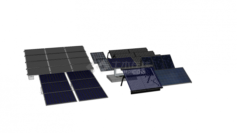 太阳能电池板多组展示su模型-图二