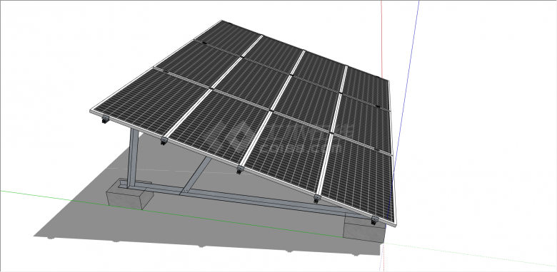 黑白色太阳能电池板组合su模型-图二