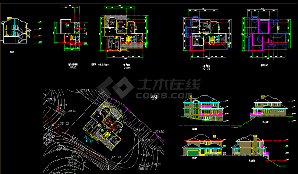 某坡地独栋别墅建筑方案CAD施工设计图纸-图一