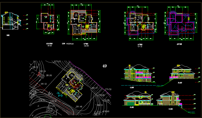 某坡地独栋别墅建筑方案CAD施工设计图纸_图1
