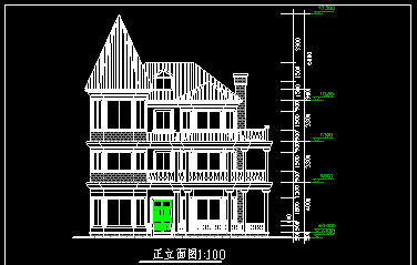 某市三层别墅建筑cad施工设计方案图纸-图二