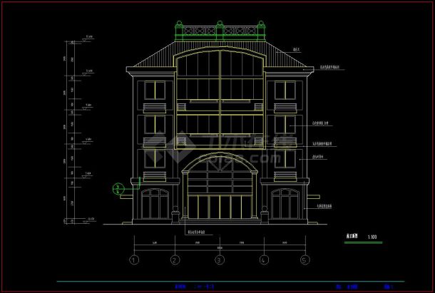 某地5层私人住宅建筑设计cad施工图-图二