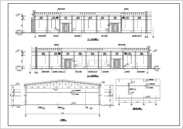 某36米跨轻钢屋面梁平房仓建筑设计施工图-图一