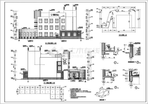 某地三层框架结构小学附属幼儿园建筑设计施工图纸-图一