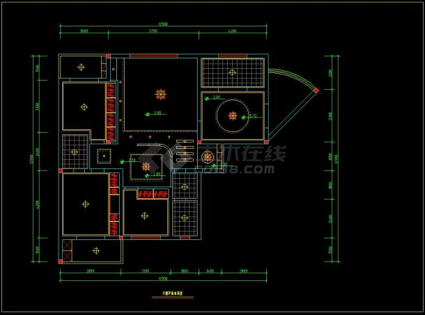 某家居室内装修CAD平面设计施工方案图-图二