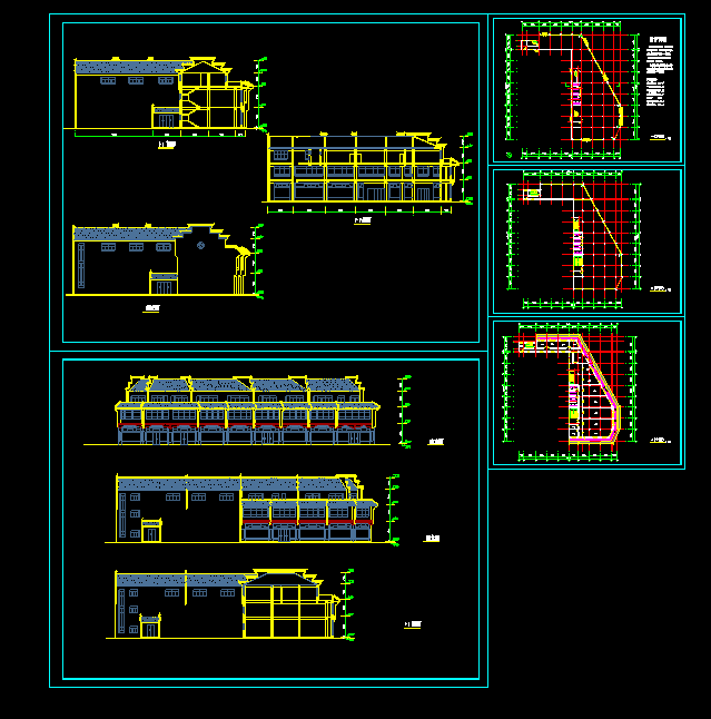 古建办公楼建筑CAD平立剖面设计图_图1