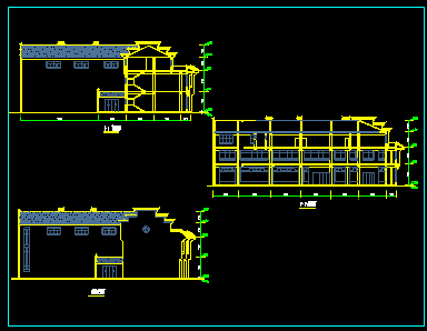古建办公楼建筑CAD平立剖面设计图-图二