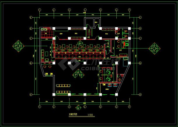 某市建设银行分理处CAD平面设计装修施工图-图二