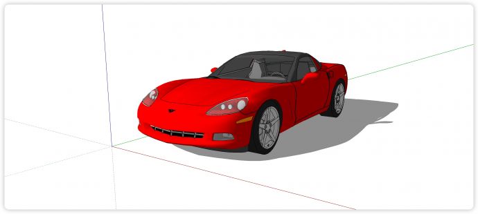 红色双门黑色车顶轿车汽车su模型_图1