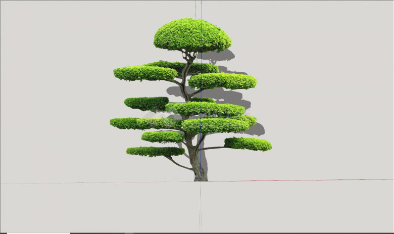 现代多个平顶观赏树su模型-图二