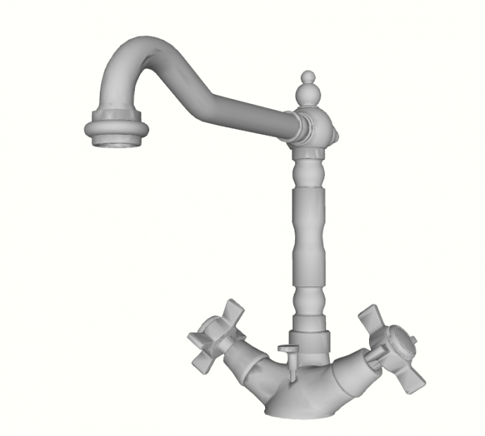 灰色管带两个独立水阀的水龙头组合 su模型_图1