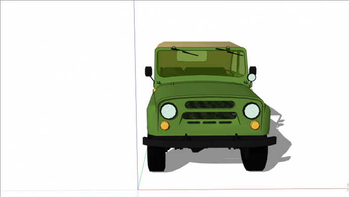 绿色吉普车汽车设计su模型_图1