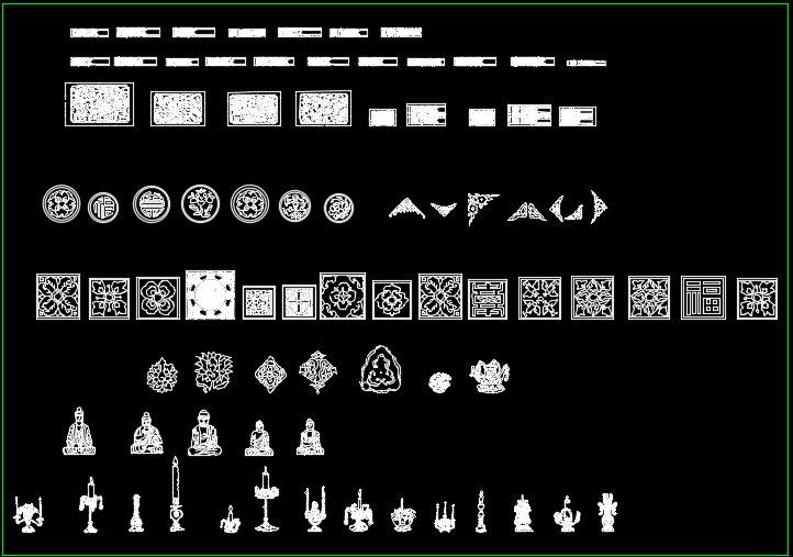 古建用灯具佛像窗花CAD设计图块