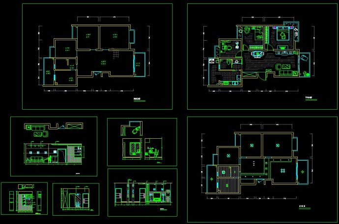 三室家装cad施工平面设计方案图纸_图1