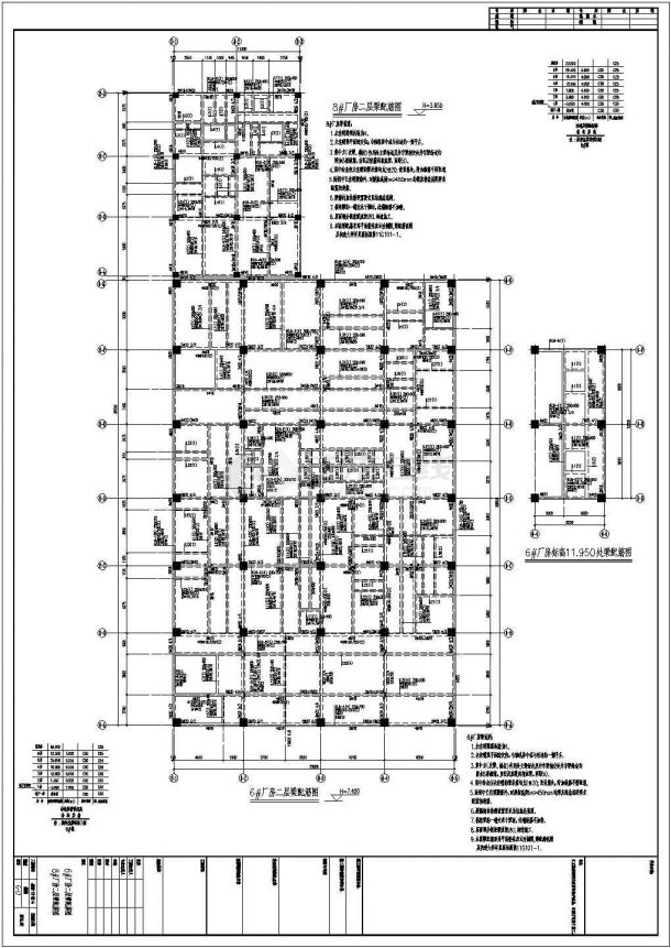 六层框架结构加工车间厂房结构施工图-图一