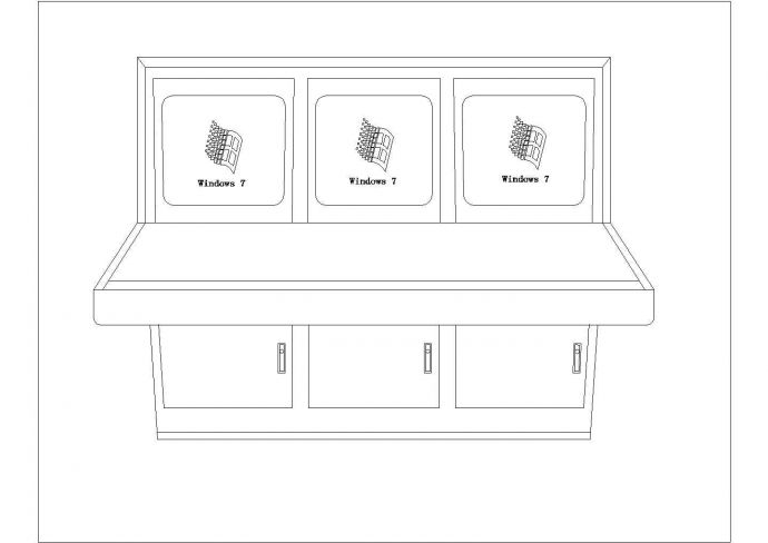 网络机柜操作台电视墙CAD图块图纸_图1