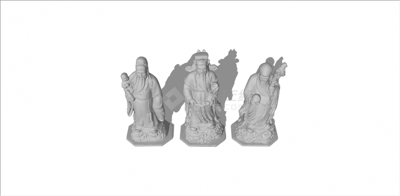 中式神话人物雕塑 su模型-图二