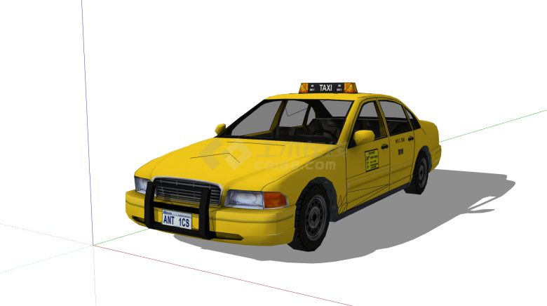 纽约黄色出租车轿车汽车su模型-图一