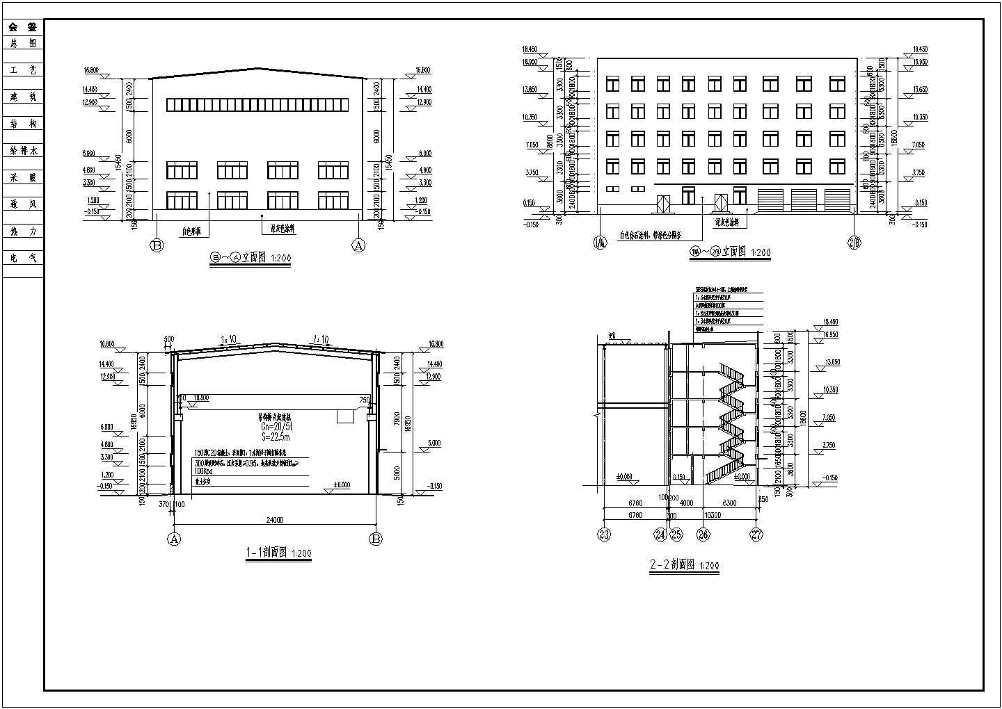 某带吊车24m跨门刚厂房结构设计施工图