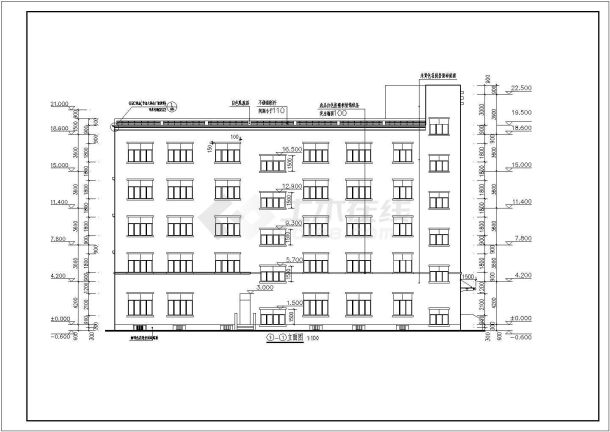 某地5层框架结构综合办公楼建筑设计方案图-图一