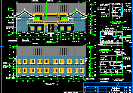 经典仿古四合院建筑CAD设计施工图（含四合院效果图）-图二