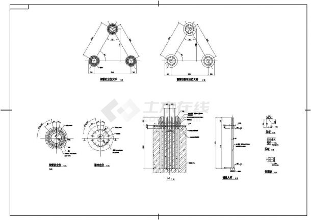 某三脚架立柱广告牌显示屏钢结构施工图-图一