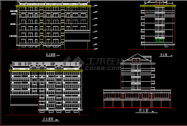某市区六层商住楼CAD详细建筑图纸-图二