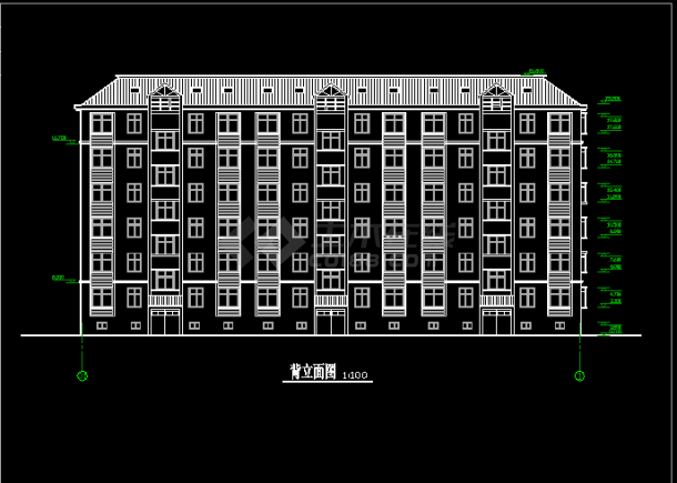某市区某小区六层住宅楼CAD建筑图-图二