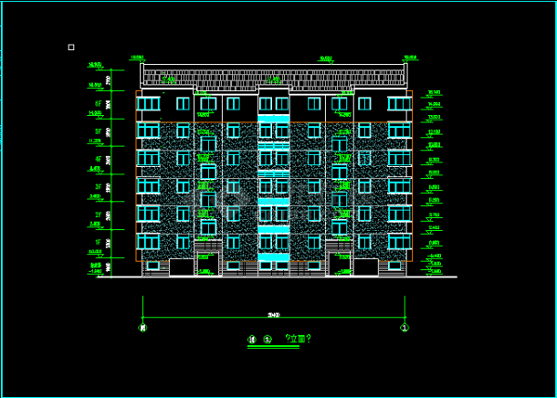 某市区六层住宅楼建筑CAD详细施工图纸-图二