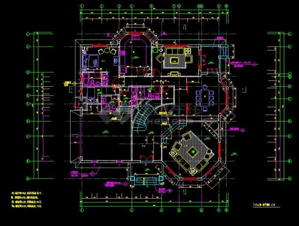 某住宅区钢结构别墅建筑设计cad施工图-图二