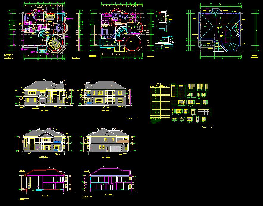 某住宅区钢结构别墅建筑设计cad施工图