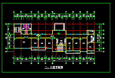 经典三层办公楼设计cad平立面施工图-图二