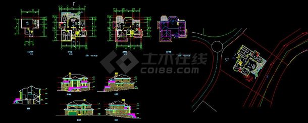 某地住宅区豪华小别墅建筑设计cad图-图一