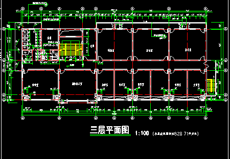 某市消防队办公指挥楼建筑cad施工设计图纸-图二