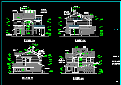 某市中西独院别墅建筑CAD施工平立面设计图纸-图二