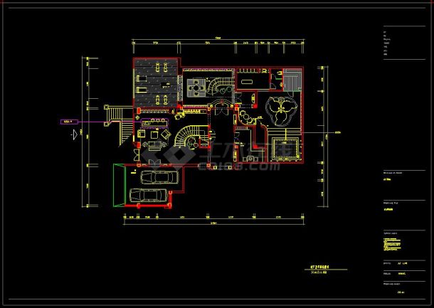 某住宅区别墅建筑地下室装修CAD设计施工图-图二
