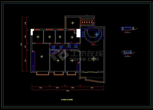 经典三居室室内装饰装修CAD设计平面施工图-图二