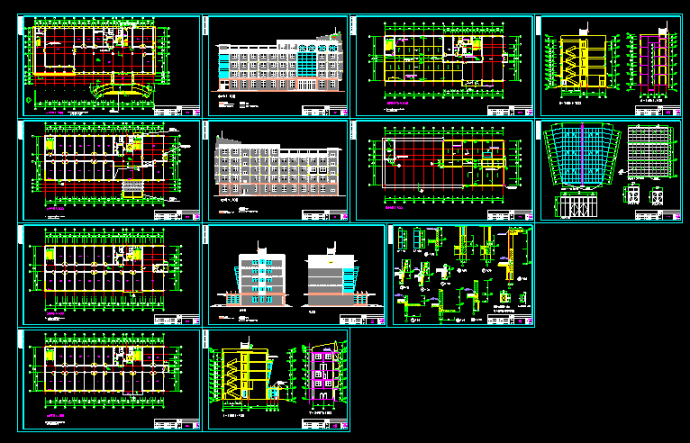 某多层办公大楼建筑CAD设计平立面施工图纸_图1