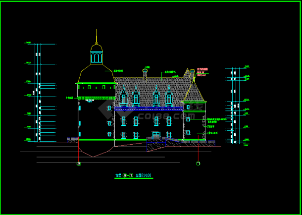 某市区古城堡CAD详细全套施工图纸-图二