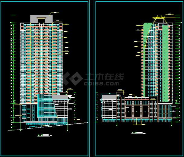 某市区32层高层住宅CAD建筑图纸-图二