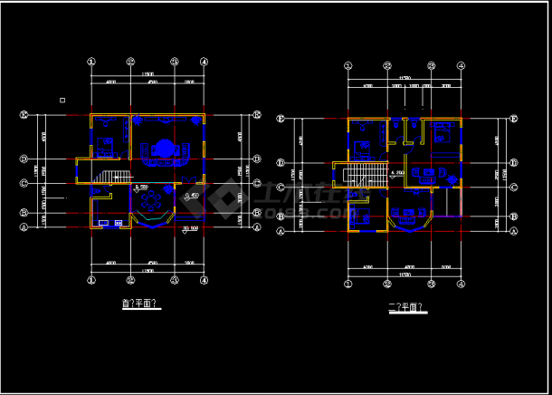 某市区12个别墅CAD设计方案图纸-图二