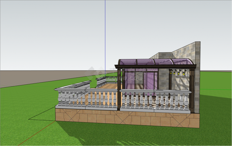 现代风格钢架大型阳光房su模型-图一