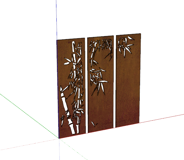 镂空现代竹子锈板景墙 su模型_图1