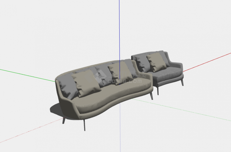 简约现代风格组合沙发su模型-图二