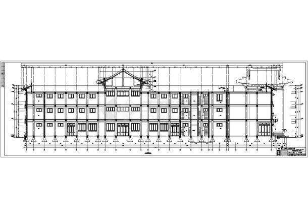 陕西某三层框架结构仿古商业楼建筑设计施工图-图一