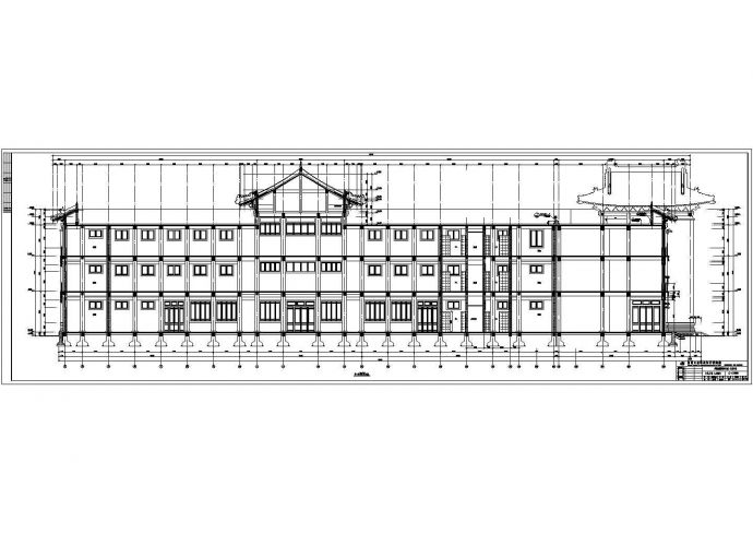 陕西某三层框架结构仿古商业楼建筑设计施工图_图1