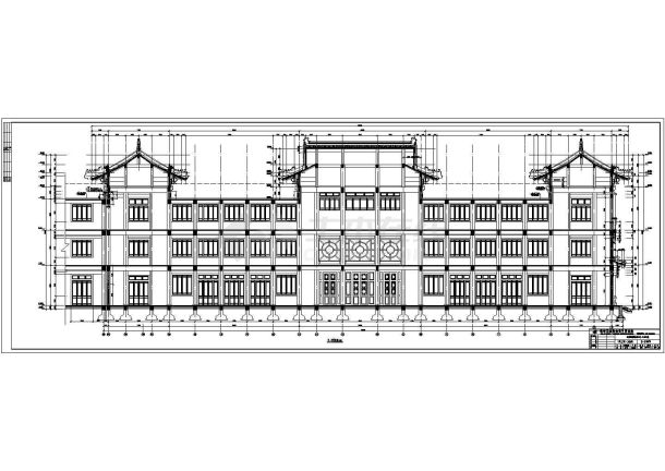 陕西某三层框架结构仿古商业楼建筑设计施工图-图二