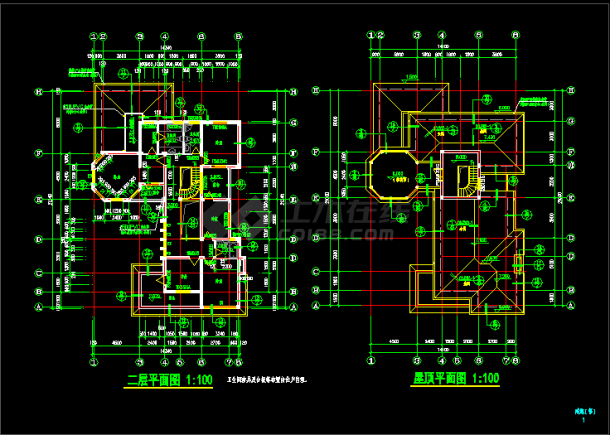 某市区两层独立豪华别墅CAD施工图-图二