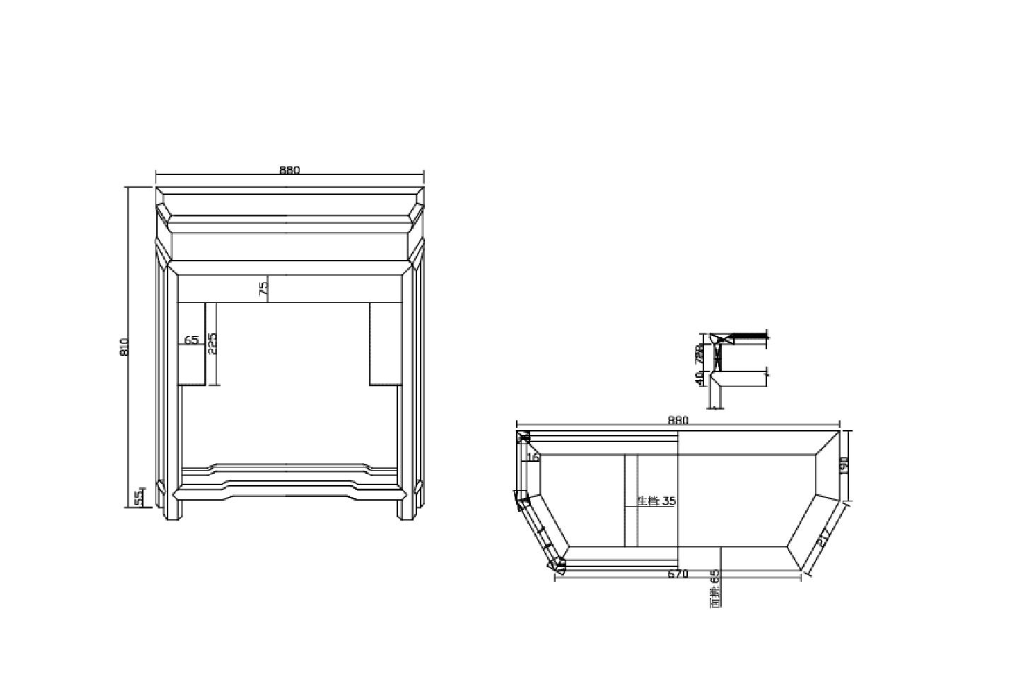 某中式六角玄关桌结构设计图纸